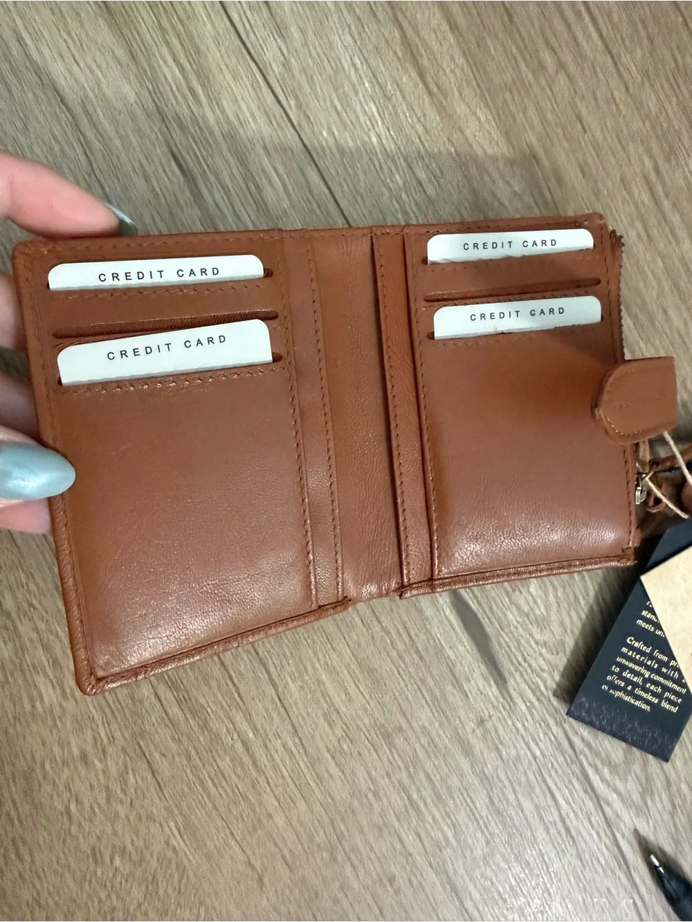 Genuine Leather Brown Trifold Wallet with Zippered Change Purse